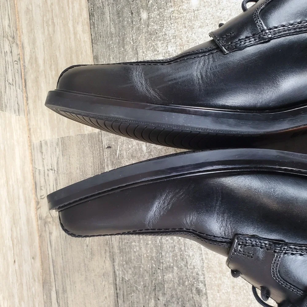Johnston & Murphy Tabor Mens Oxfords Sz 9 M Black Leather Lace Up Almond Toe